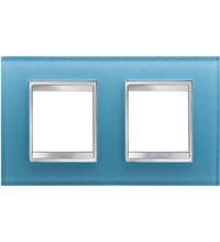Rama decorativa aparataj unitar Gewiss, orizontala, 4 posturi, albastru, Chorus Lux International, GW16223CA
