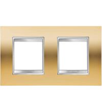 Rama decorativa aparataj unitar Gewiss, orizontala, 4 posturi, auriu-gri, Chorus Lux International, GW16223MO