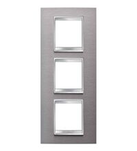 Rama decorativa aparataj unitar Gewiss, verticala, 6 posturi, inox-gri, Chorus Lux International, GW16227MI
