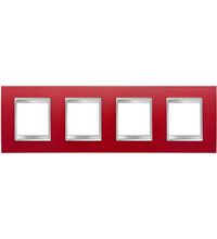Rama decorativa aparataj unitar Gewiss, orizontala, 8 posturi, rosu-gri, Chorus Lux International, GW16228PR