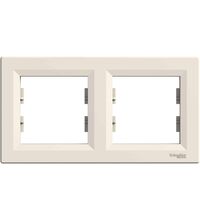 Rama decorativa aparataj unitar Schneider, orizontala, 2 posturi, crem, Asfora, EPH5800223