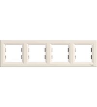 Rama decorativa aparataj unitar Schneider, orizontala, 4 posturi, crem, Asfora, EPH5800423