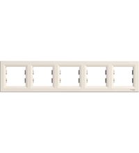 Rama decorativa aparataj unitar Schneider, orizontala, 5 posturi, crem, Asfora, EPH5800523