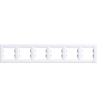 Rama decorativa aparataj unitar Schneider, orizontala, 6 posturi, alb, Asfora, EPH5800621