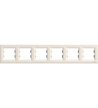 Rama decorativa aparataj unitar Schneider, orizontala, 6 posturi, crem, Asfora, EPH5800623