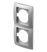 Rama decorativa aparataj unitar TEM, verticala, 2 posturi, argintiu, Ekonomik, OE21ES