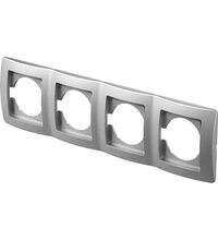 Rama decorativa aparataj unitar TEM, orizontala, 4 posturi, argintiu, Ekonomik, OE40ES