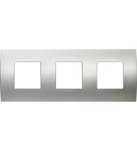 Rama decorativa aparataj modular TEM, rectangulara, 3X2M, argintiu satinat, Pure, OP26MS