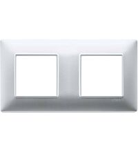 Rama decorativa aparataj modular Vimar, rectangulara, 2X2M, argintiu mat, Plana, 14643.20