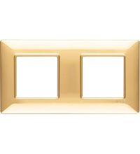 Rama decorativa aparataj modular Vimar, rectangulara, 2X2M, auriu lucios, Plana, 14643.24