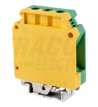 Clema sir fixare pe sina DIN, galben/verde, 35mmp, Tracon, TSKA35JD