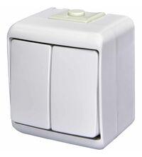 Intrerupator dublu ETI, aplicat, alb, IP44, 004668001