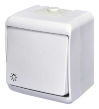 Intrerupator ETI, cu LED, aplicat, alb, IP44, 004668011