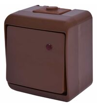 Intrerupator ETI, cu LED, aplicat, maro, IP44, 004668046