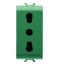 Priza modulara 2P+E Gewiss, verde, 1M, 10A, Chorus, GW10223