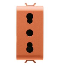 Priza modulara 2P+E Gewiss, portocaliu, 1M, 10A, Chorus, GW10233