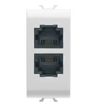 Priza modulara telefon RJ11 cat.3 dubla, alb, 1M, Gewiss, Chorus, GW10403