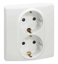 Priza 2P+E Legrand, dubla, incastrata, alb, Niloe, 664543