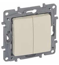 Mecanism intrerupator dublu Legrand, cap scara, incastrat, ivoar, Niloe, 664602