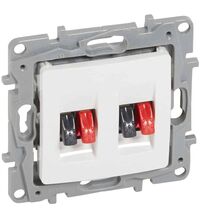 Mecanism priza audio Legrand, dubla, incastrat, alb, Niloe, 664781
