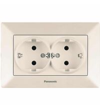 Priza 2P+E Panasonic, dubla, incastrata, bej, Arkedia