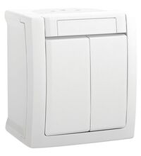 Intrerupator dublu Panasonic, aplicat, alb, IP54, Pacific, P-P2.A