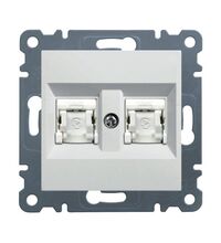 Mecanism priza RJ45 UTP cat.5e dubla, incastrat, alb, Lumina2, Hager