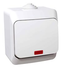 Intrerupator Schneider, cu LED, aplicat, alb, IP44, Cedar Plus, WDE000514