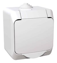 Priza 2P+E Schneider, cu capac opac, aplicata, alb, IP44, Cedar Plus