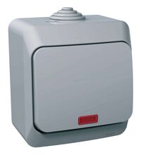 Intrerupator Schneider, cu LED, aplicat, gri, IP44, Cedar Plus, WDE000614