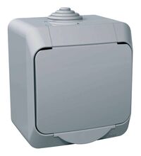 Priza 2P+E Schneider, cu capac opac, aplicata, gri, IP44, Cedar Plus