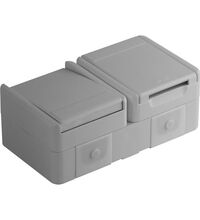 Priza 2P+E TEM, cu capac opac si intrerupator cap scara, aplicata, orizontala, alb mat, IP44, Fontana, CF16PW