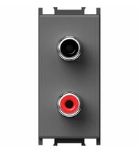 Priza modulara audio TEM, antracit, 1M, 2xRCA, Modul