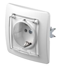 Priza 2P+E TEM, cu capac transparent, incastrata, alb, IP44, Ekonomik, VE13PT
