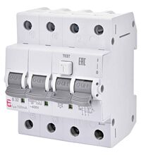 Siguranta automata (disjunctor) cu protectie diferentiala trifazica ETI, 16A, 300mA, curba B, RCBO, tip A, 6kA, 002174504