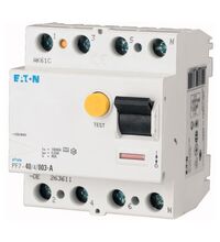 Siguranta automata (disjunctor) cu protectie diferentiala trifazica Eaton, 100A, 30mA, curba C, RCBO, tip AC, 10kA, 102925