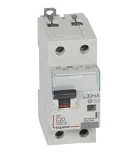 Siguranta automata (disjunctor) cu protectie diferentiala monofazica Legrand, 20A, 30mA, curba C, RCBO, tip AC, 6kA, 411003