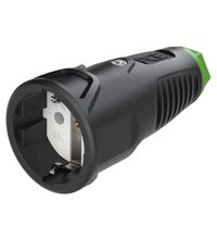 Priza monofazica PCE, industrial/schuko, negru/verde, IP44/54, mobila, 2P+E, 16A , 2510-shu
