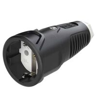 Priza monofazica PCE, industrial/schuko, negru/alb, IP44/54, mobila, 2P+E, 16A , 2510-sw