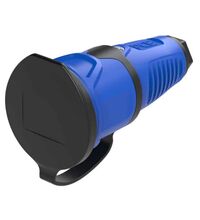 Priza monofazica PCE, industrial/schuko cu capac, albastru/negru, IP44/54, mobila, 2P+E, 16A , 2511-bsc