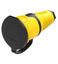 Priza monofazica PCE, industrial/schuko cu capac, galben/negru, IP44/54, mobila, 2P+E, 16A , 2511-es