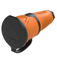 Priza monofazica PCE, industrial/schuko cu capac, portocaliu/negru, IP44/54, mobila, 2P+E, 16A , 2511-osc