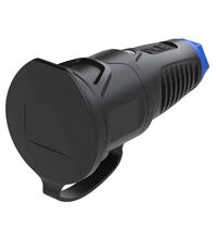 Priza monofazica PCE, industrial/schuko cu capac, negru/albastru, IP44/54, mobila, 2P+E, 16A , 2511-sbc