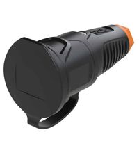 Priza monofazica PCE, industrial/schuko cu capac, negru/portocaliu, IP44/54, mobila, 2P+E, 16A , 2511-so