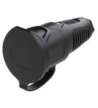 Priza monofazica PCE, industrial/schuko cu capac, negru/negru, IP44/54, mobila, 2P+E, 16A , 2511-ssc