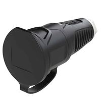 Priza monofazica PCE, industrial/schuko cu capac, negru/alb, IP44/54, mobila, 2P+E, 16A , 2511-swc