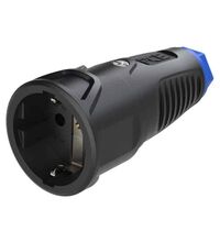 Priza monofazica PCE, industrial/schuko, negru/albastru, IP44/54, mobila, 2P+E, 16A , 2520-sb
