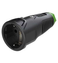 Priza monofazica PCE, industrial/schuko, negru/verde, IP44/54, mobila, 2P+E, 16A , 2520-shu