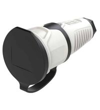Priza monofazica PCE, industrial/schuko cu capac, gri deschis/negru, IP44/54, mobila, 2P+E, 16A , 2521-gs