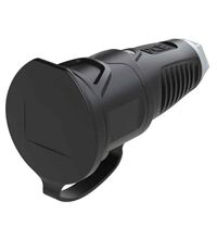 Priza monofazica PCE, industrial/schuko cu capac, negru/gri inchis, IP44/54, mobila, 2P+E, 16A , 2521-sdg